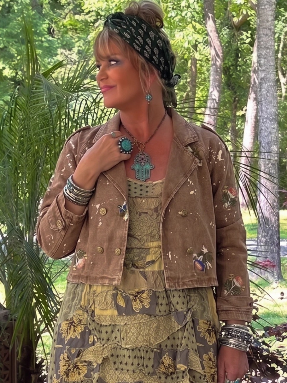 🔥BRAND NEW Timeworn Beauty Jacket - Chocolate - Embroidered Crop Jean Jacket